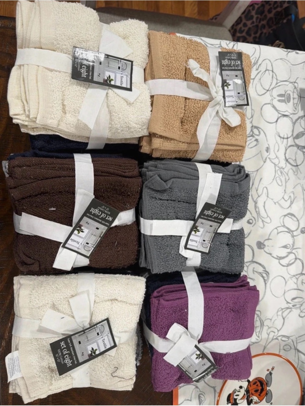 Assorted Color Terry Washcloth Bundle - Neutral & Purple